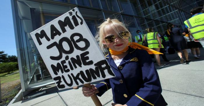 Protest of Lufthansa employees in Frankfurt