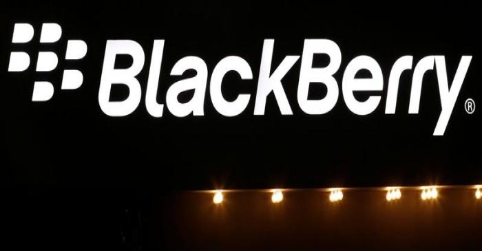 FILE PHOTO: A BlackBerry logo is seen during the Mobile World Congress in Barcelona