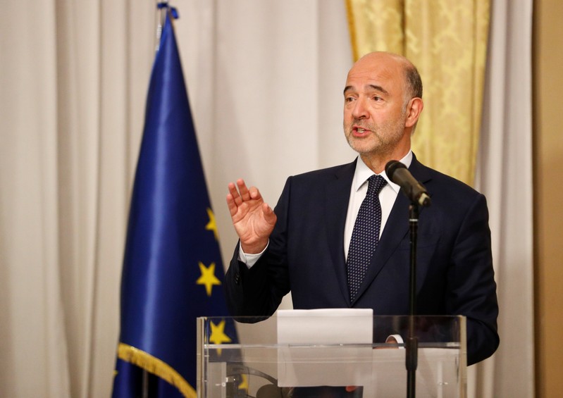 Italy's Economy Minister Giovanni Tria meets European Economic Commissioner Pierre Moscovici at