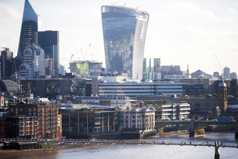 FILE PHOTO: The City of London can be seen from the Sea Containers building in London