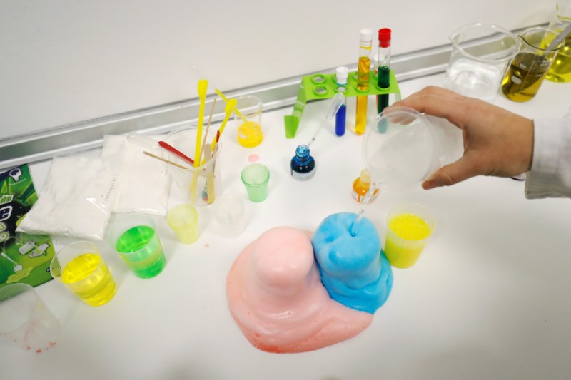 An employee performs a demonstration at the Science4You factory in Lisbon