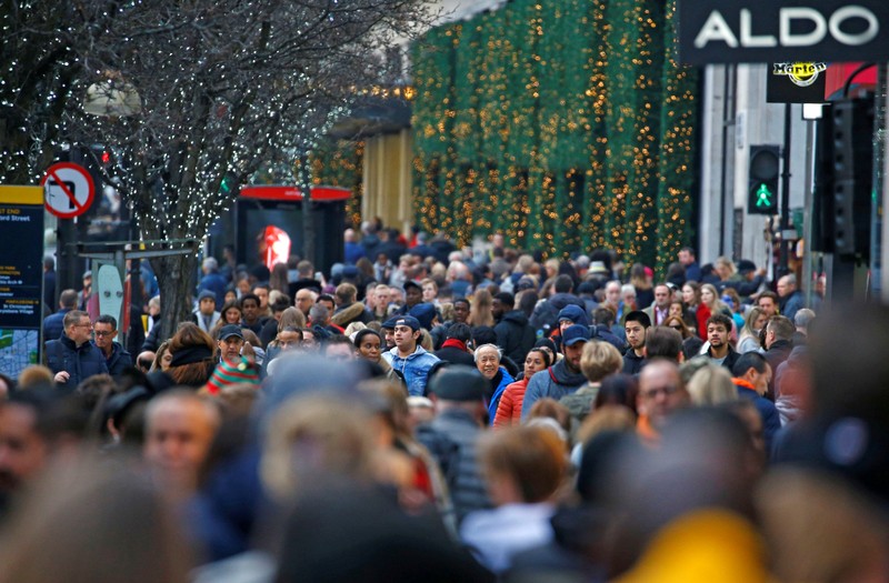 FILE PHOTO: People shopping on Oxford Street in central London