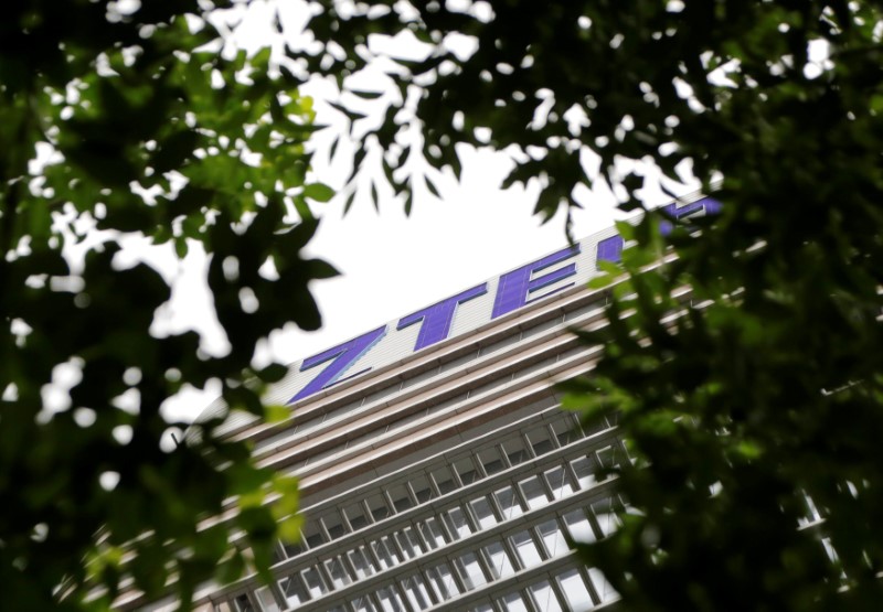 FILE PHOTO - The logo of China's ZTE Corp is seen on the building of ZTE Beijing research and