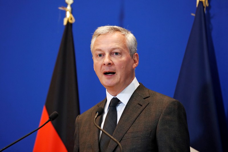 French Economy and Finance Minister Bruno Le Maire attends a news conference on the development