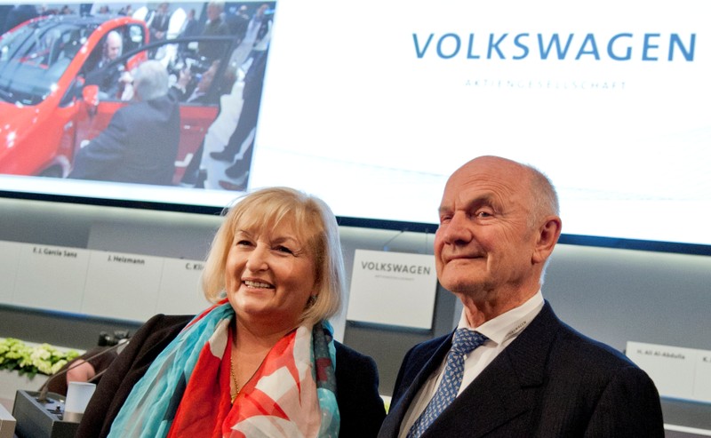 FILE PHOTO: Piech, chairman of board of German carmaker Volkswagen, and wife Ursula pose in