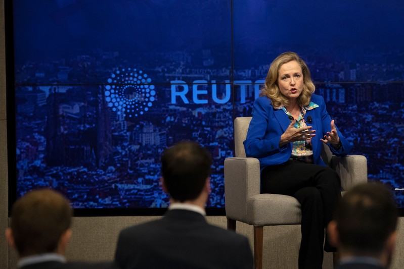 Nadia Calvino, Minister for Economy and Business of Spain speaks during a Reuters Newsmaker in