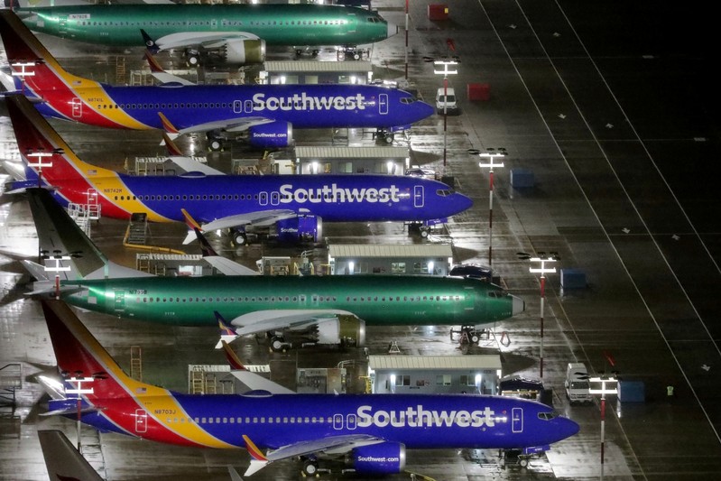 FILE PHOTO: Aerial photos show Boeing 737 Max airplanes on the tarmac in Seattle