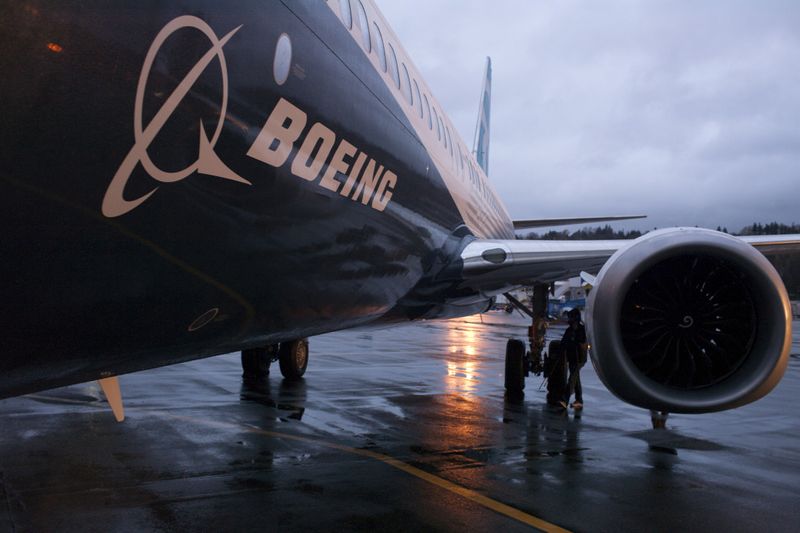 FILE PHOTO: A Boeing 737 MAX sits outside the hangar during a media tour of the Boeing 737 MAX