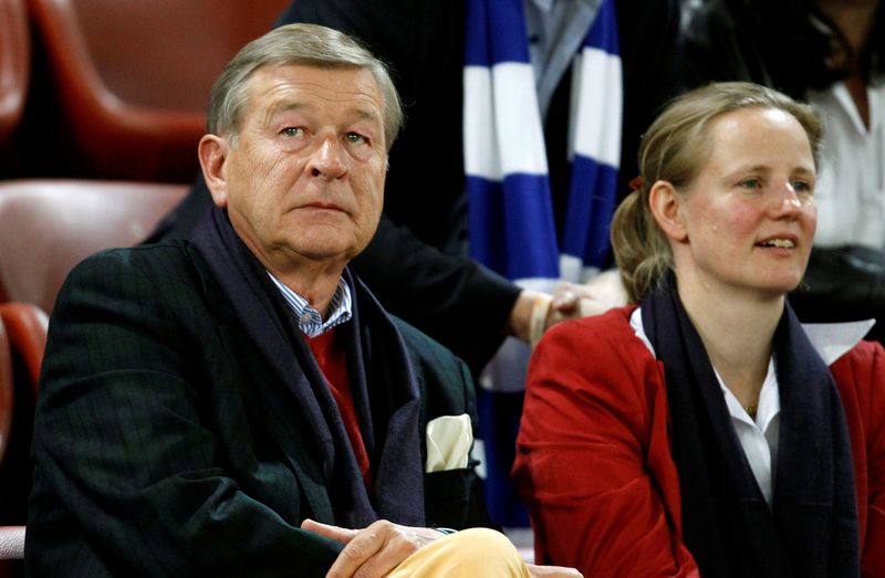 FILE PHOTO: Former CEO of Swiss bank UBS Marcel Ospel and wife Adriana Ospel-Bodmer attend a