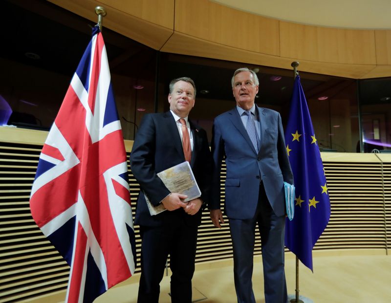 European Union chief Brexit negotiator Michel Barnier and British Prime Minister's Europe