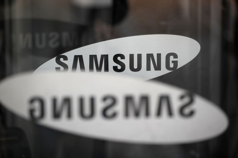 The logo of Samsung Electronics is seen at its office building in Seoul