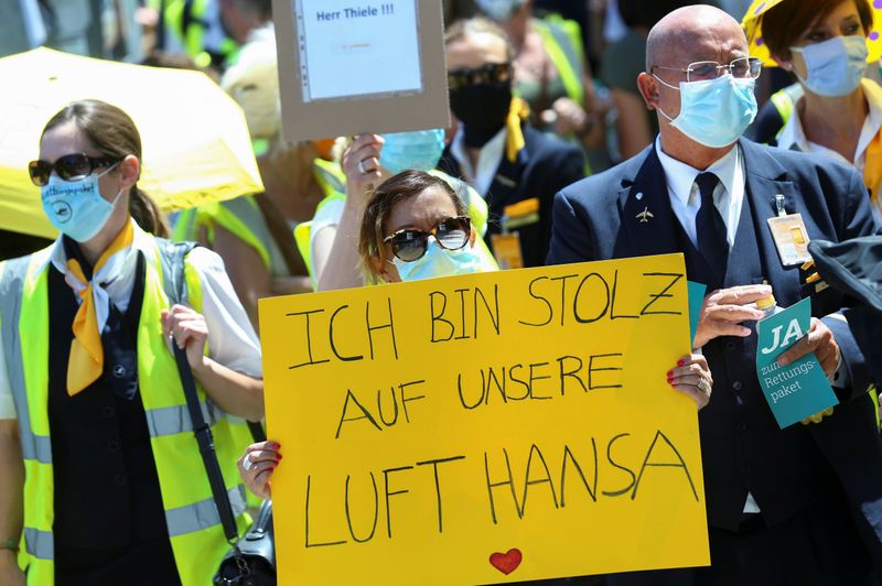 Protest of Lufthansa employees in Frankfurt