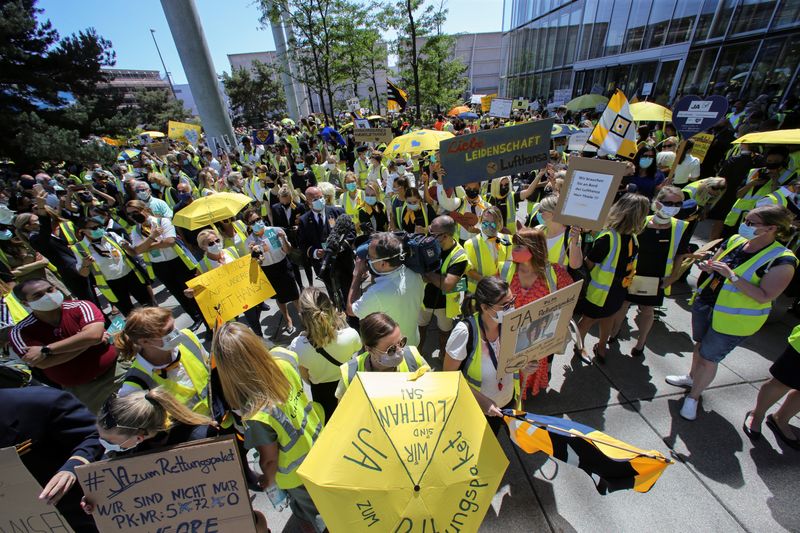 Protest of Lufthansa employees in Frankfurt